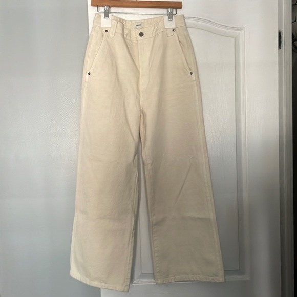Khaite Ian Mid-Rise Wide Leg Jeans in Ivory - Picture 2 of 4